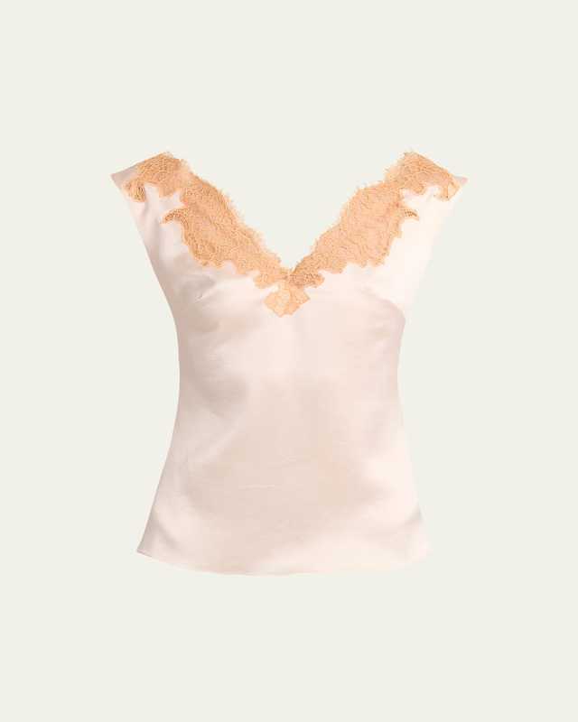 Lace Inset Satin Sleeveless Top